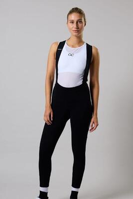Essential fietsbroek dames lang zeem bretels mountainbike wielrenbroek