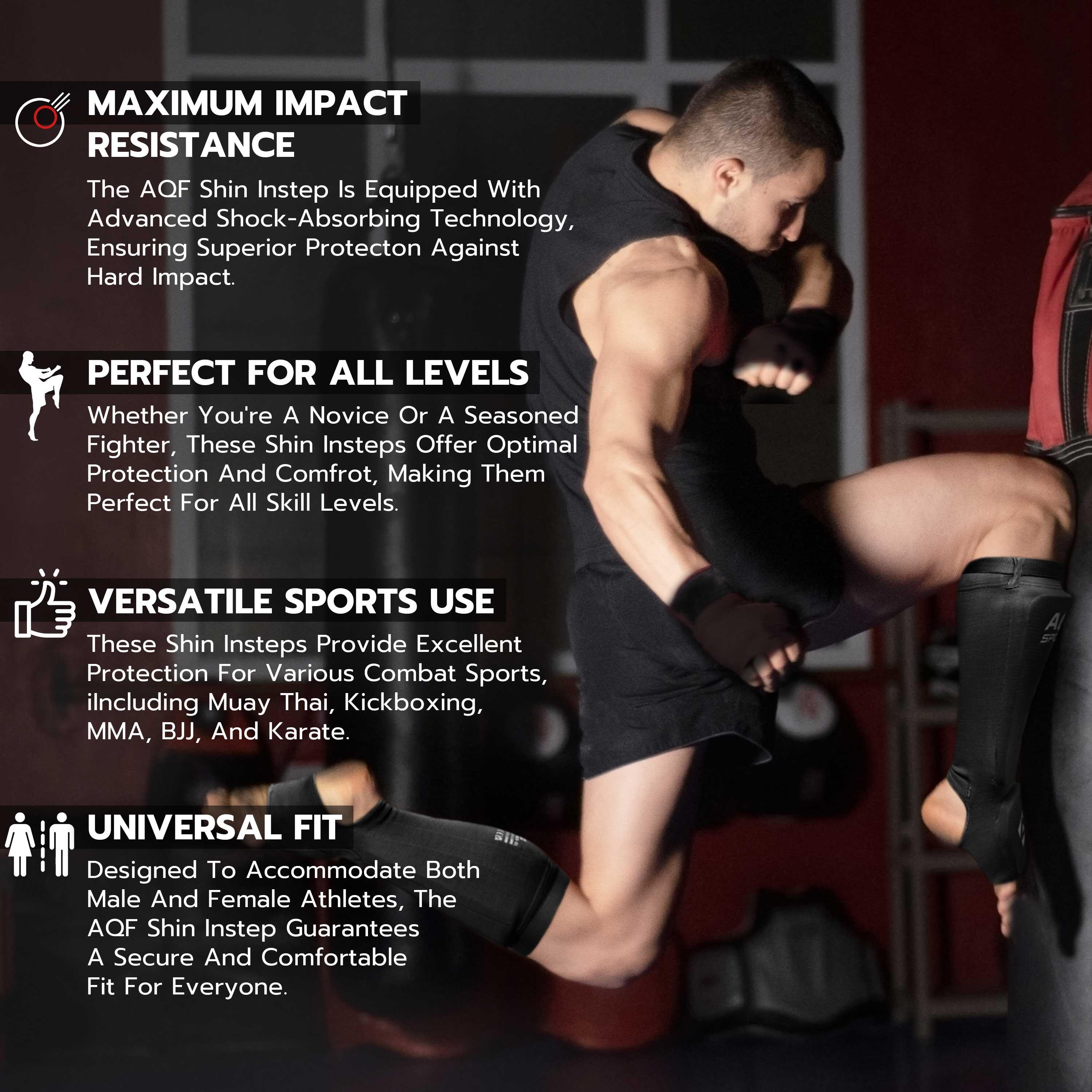 AQF Shin Guards Pads EVA Padded MMA Leg & Foot Protection CE UKCA SATRA ...