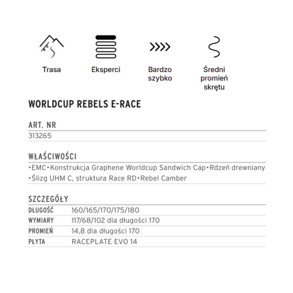 Narty HEAD Worldcup Rebels E-Race RP EVO + wiązania Freeflex 14 GW 2026 160 cm