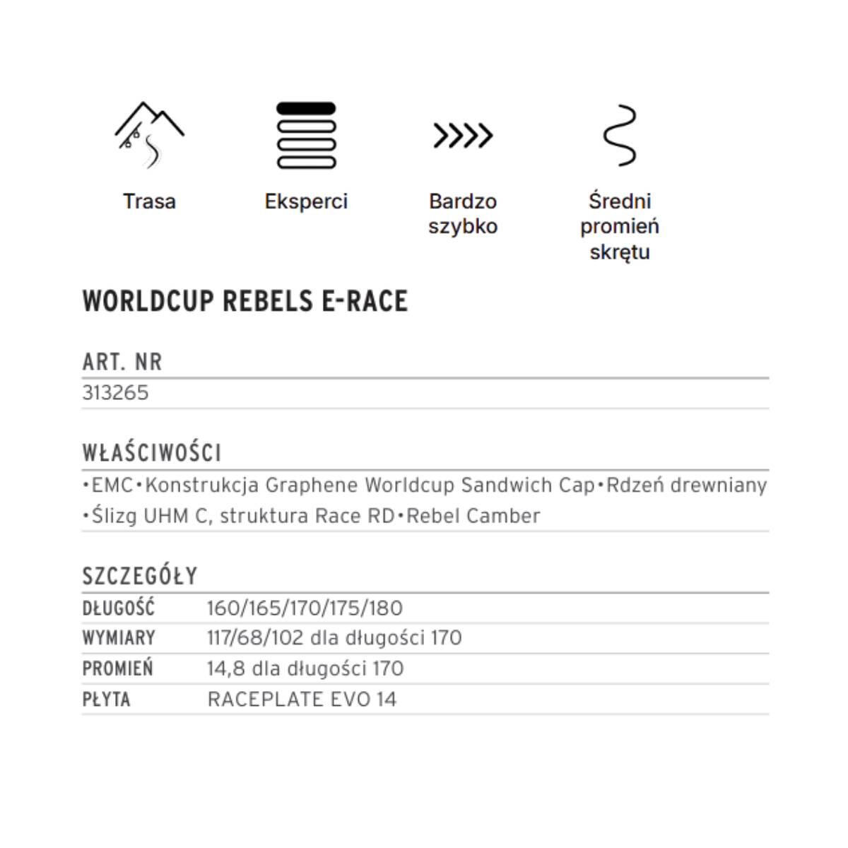 Narty HEAD Worldcup Rebels E-Race RP EVO + wiązania Freeflex 14 GW 2026 160 cm 2/6