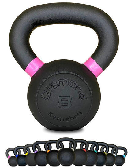 Kettlebell Pro ghisa nera opaca maniglia grip 4–36 kg