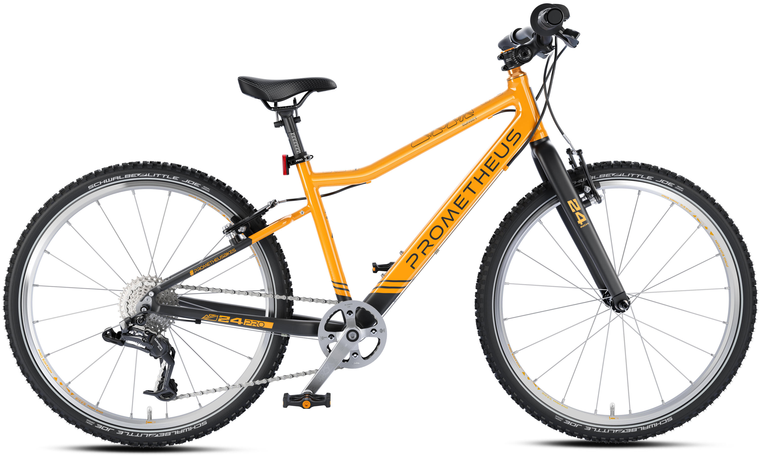 Bici bambini 24 pollici da 7 anni superleggera 8 marce SRAM X4 Arancione Nero 3/8