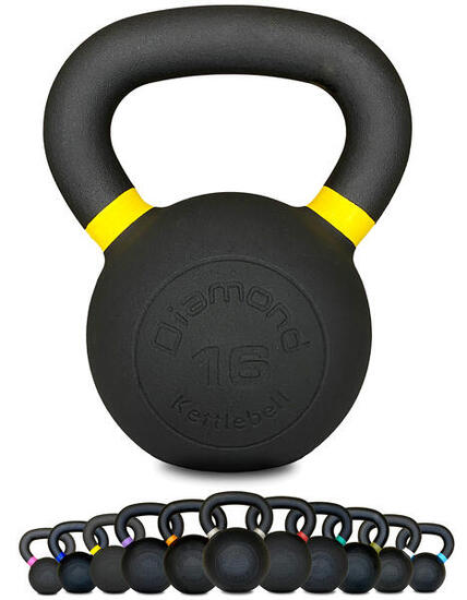 Kettlebell Pro ghisa nera opaca maniglia grip 4–36 kg