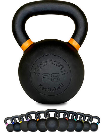 Kettlebell Pro ghisa nera opaca maniglia grip 4–36 kg