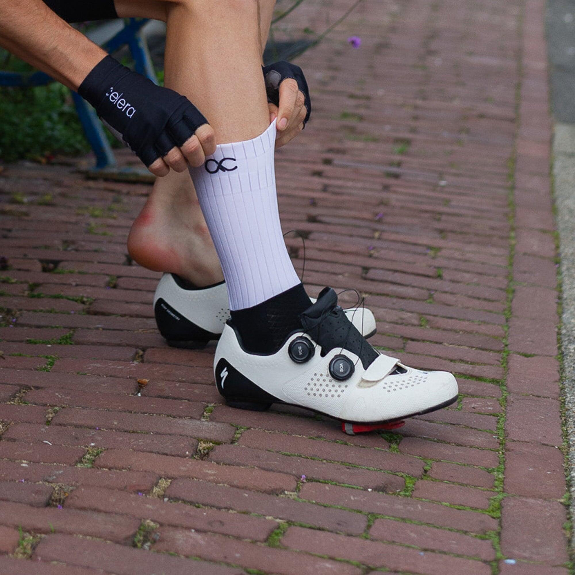 Chaussettes vélo aérodynamiques compression mixte cyclisme 2/3