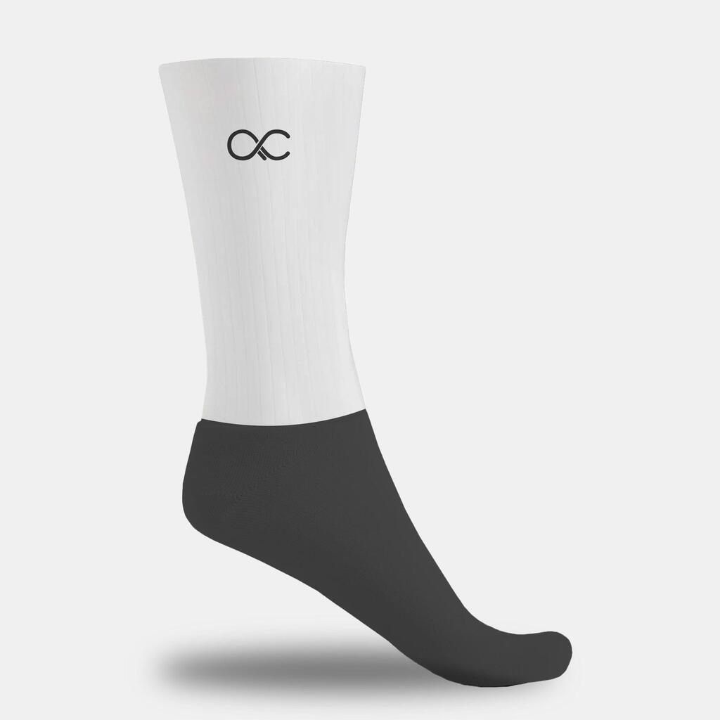 Professional Aerodynamic Cycling Socks Cycling Compression White Black