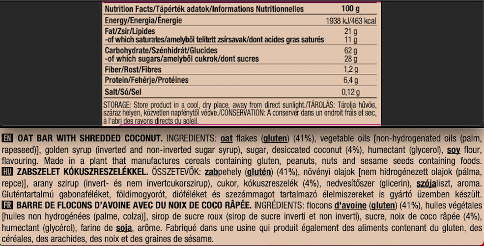 Barras Energéticas - Oat Bar (20x70g) - Coconut 3/4