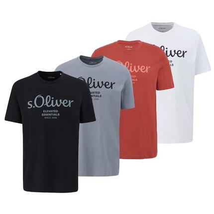 T-Shirt Herren 4er Pack Bequem sitzend-Logo T-Shirt