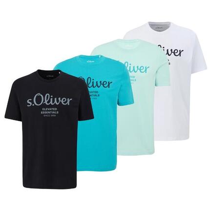 T-Shirt Herren 4er Pack Bequem sitzend-Logo T-Shirt