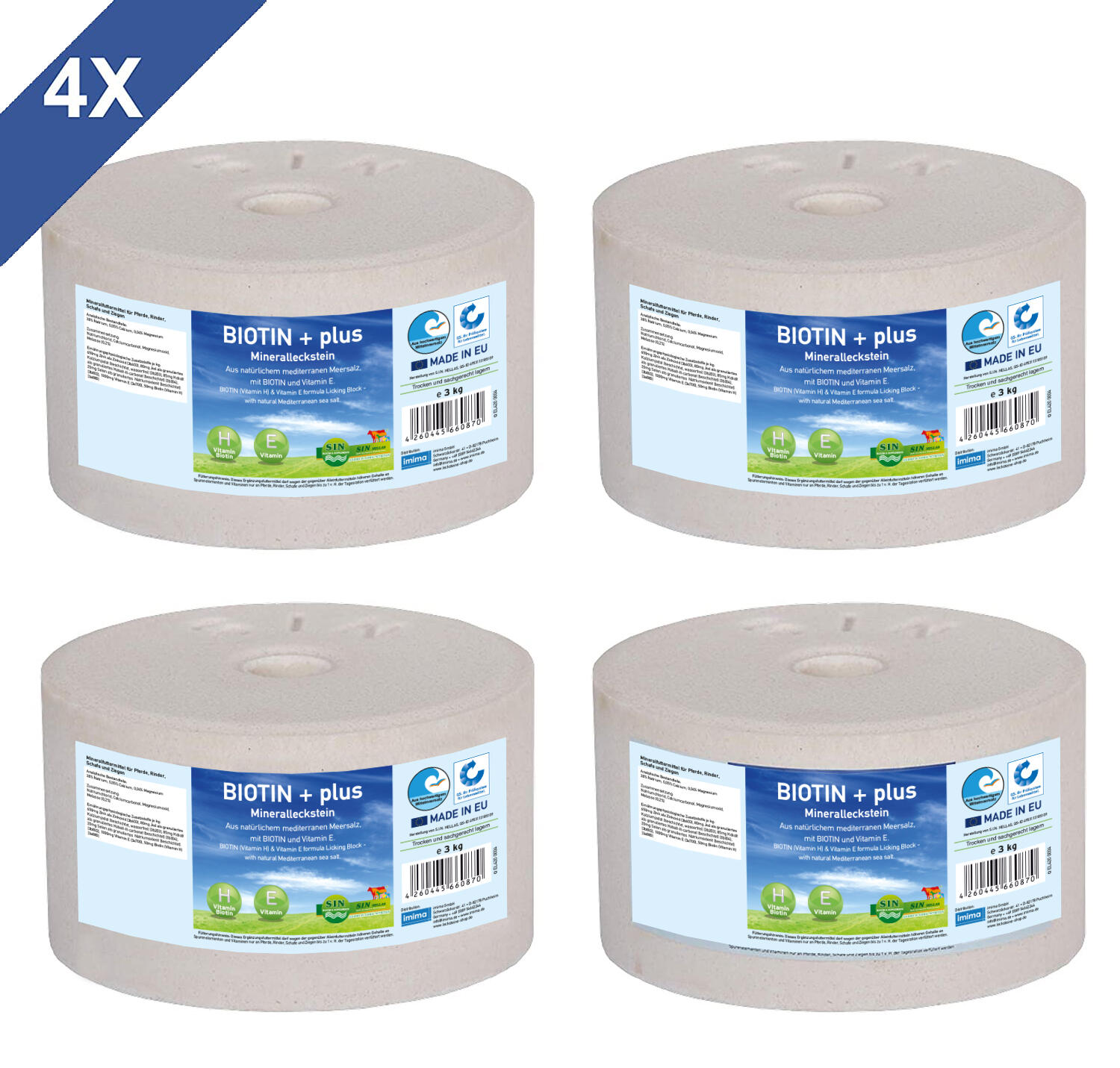 BIOTIN+ plus - Mineralleckstein, Set mit 4x 3kg 2/4