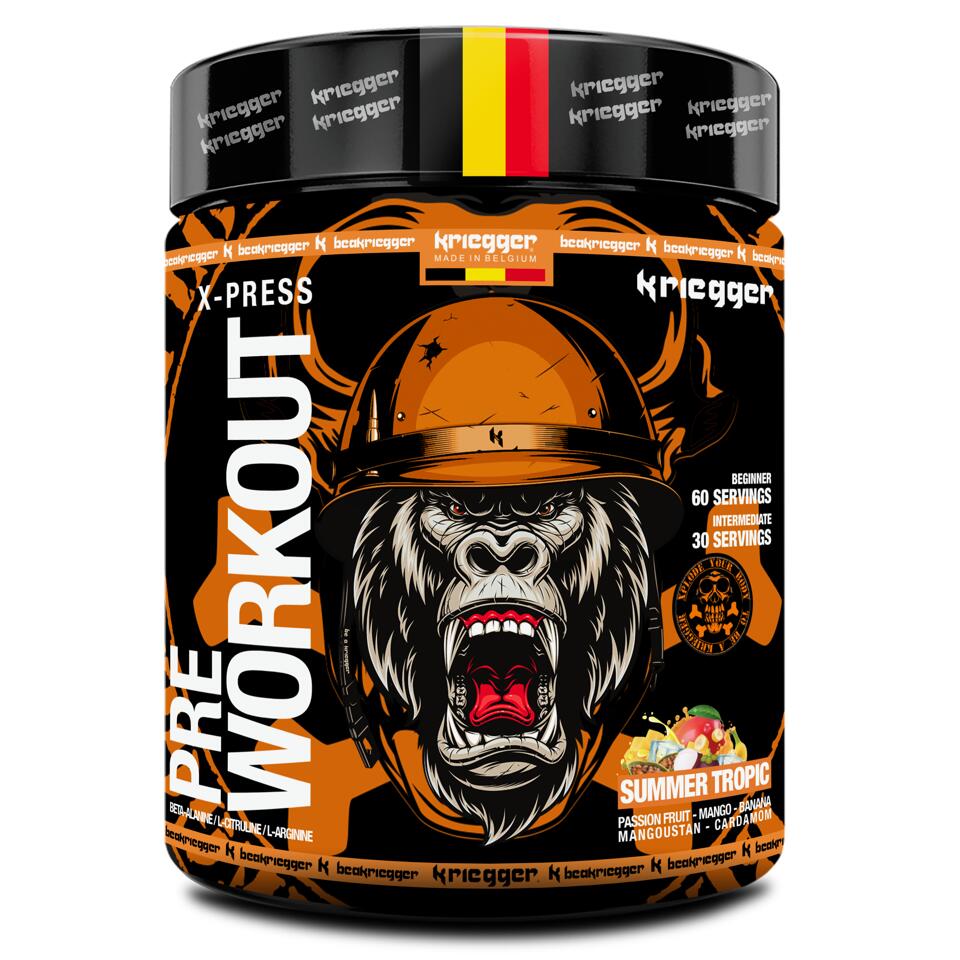 KRIEGGER SPORT NUTRITION PRE WORKOUT Intensief en verfrissend SUMMER TROPIC 300 GR