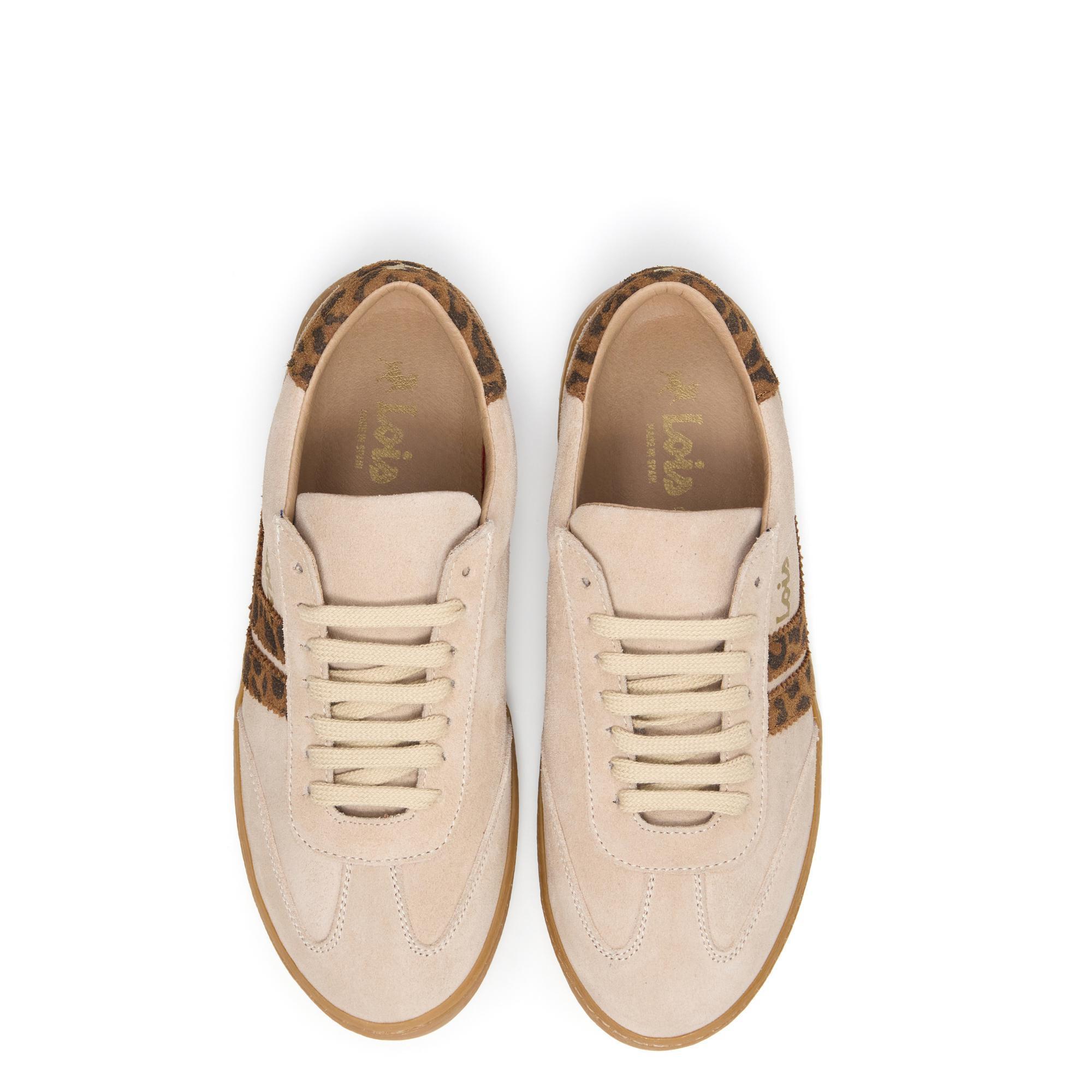Zapatillas Lois Mujer 74438 Beige con Cordones 4/5