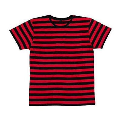 Heren heren gestreept tshirt (zwart/rood)