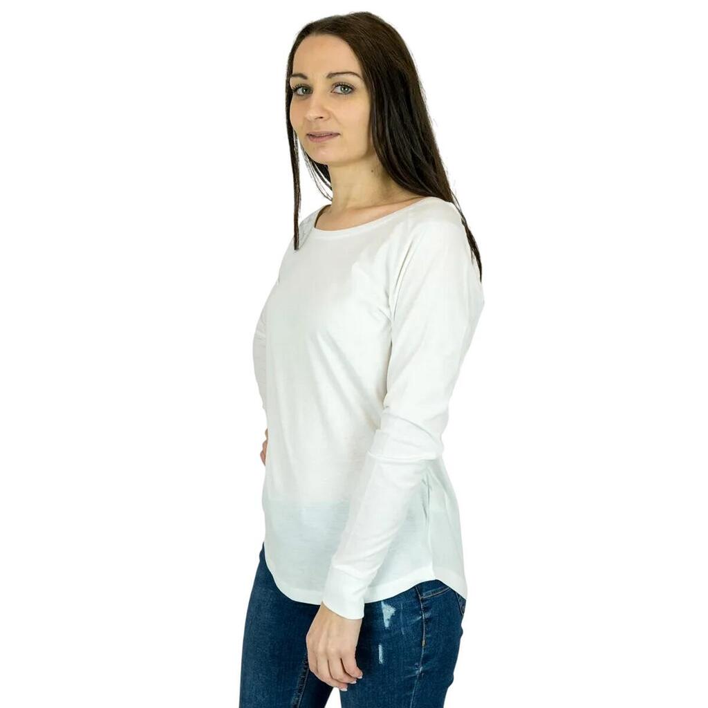 Womens/Ladies Loose Fit LongSleeved TShirt (White)