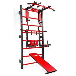 Jeu multifonctionnel : espalier de gym, barre de traction à dips et banc