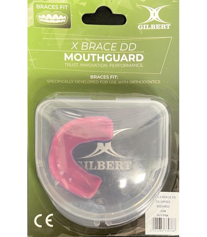 PROTECTOR BUCAL XBRACE DUAL DENSITY GILBERT AZUL MARINO/ROSA, TALLA JUNIOR 2/3