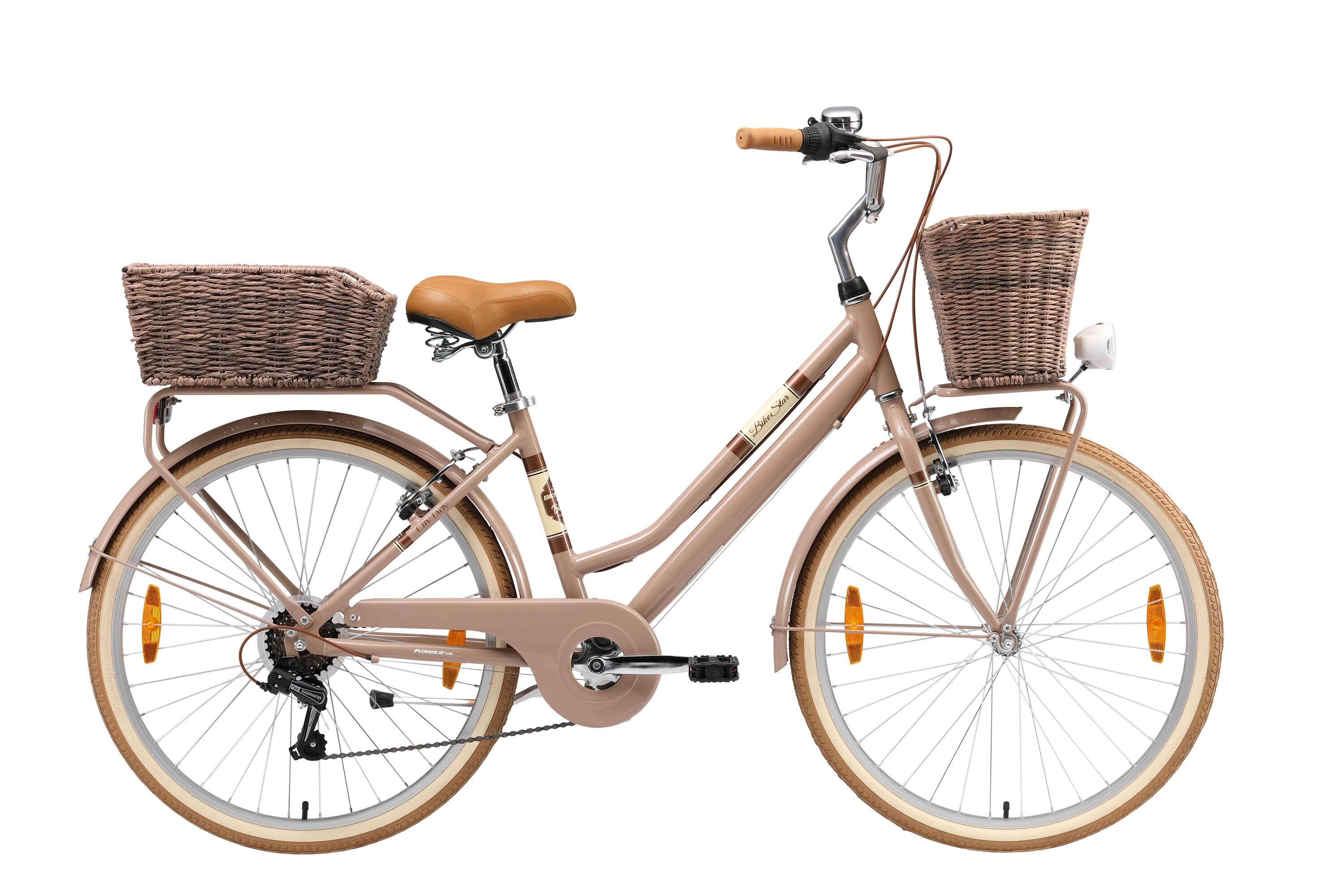 BIKESTAR Bicicletta da città in alluminio 26", 7 velocità, retrò urbano