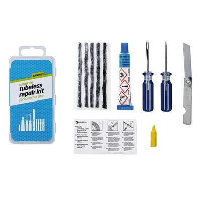 Kit di riparazione Tubeless 5 punte+colla+utensili Fasi Weldtite