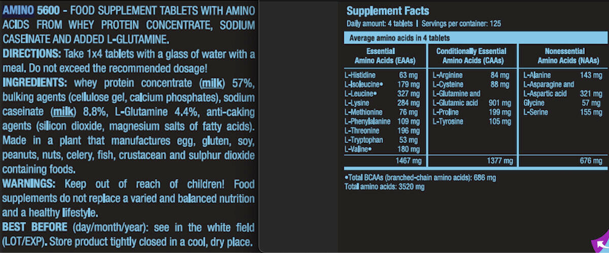 Amino 5600 - 500 Tablets Scitec Nutrition 3/5