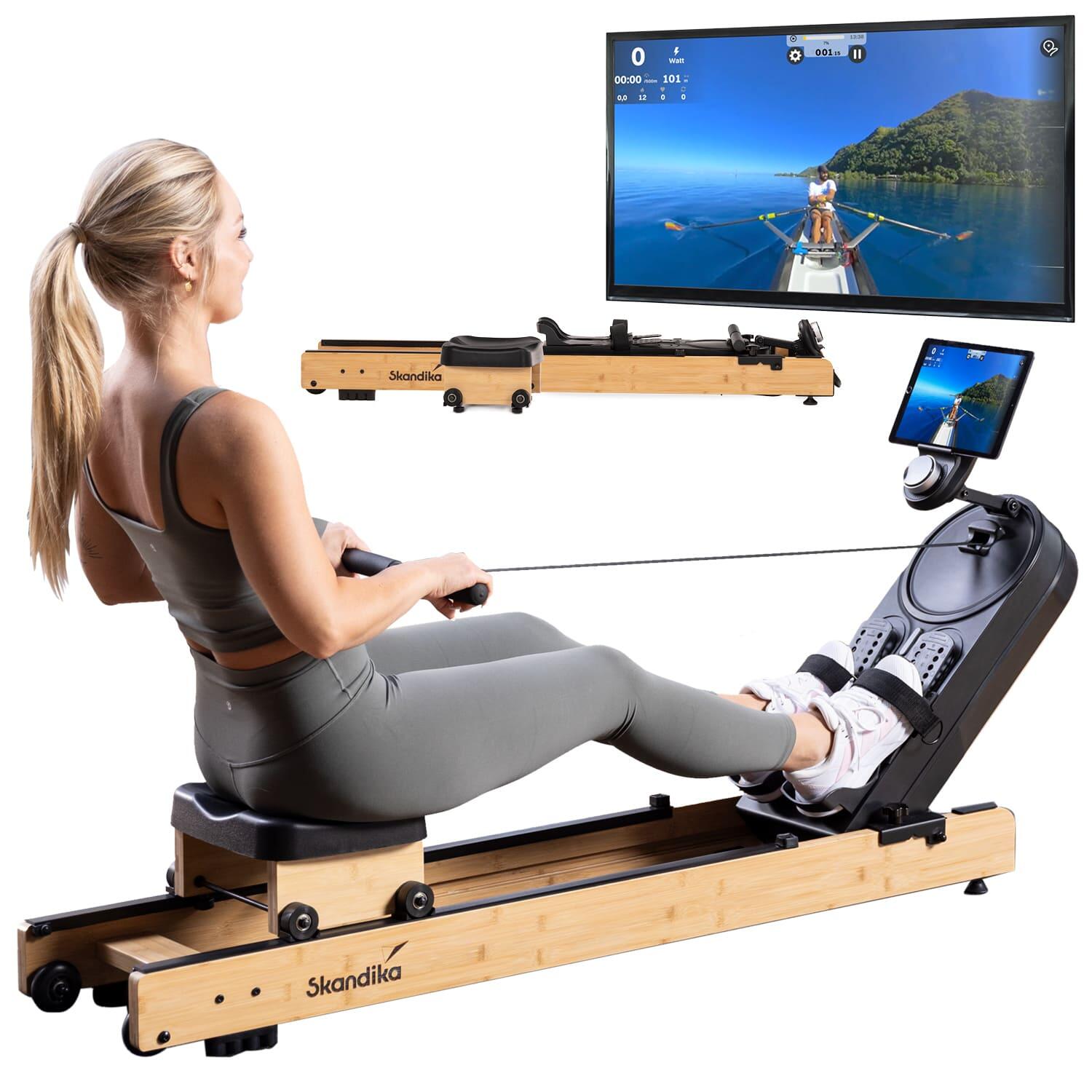 Skandika - Rameur Magnétique Connecté - Rovek - 32 Niveaux De Résistance - Inertie 6 Kg - Rameur - Marron - Taille Unique - Decathlon