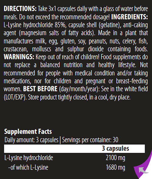 Lisina - 90 Cápsulas Scitec Nutrition 3/5