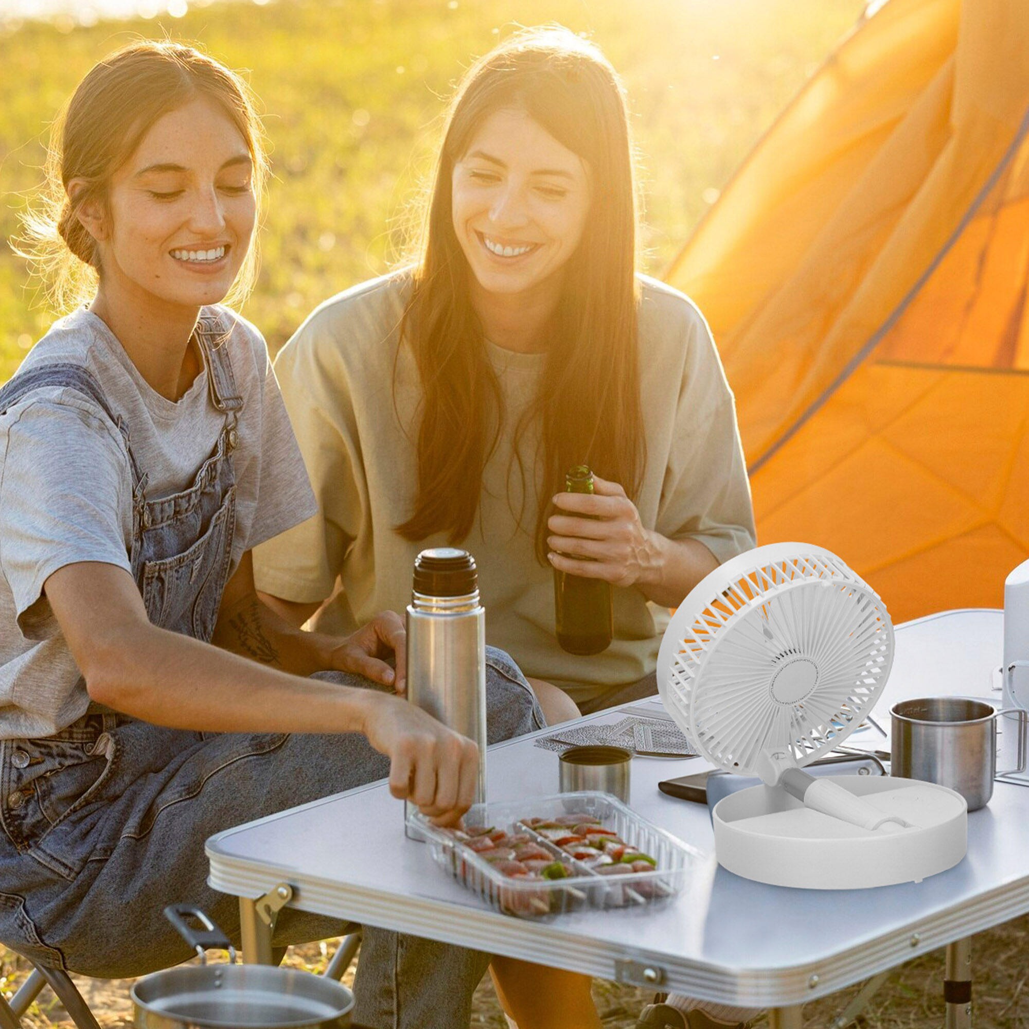 Aktive Ventilador inalámbrico de pie plegable 4 velocidades con USB 7/7