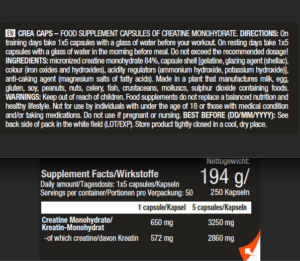 Creatine Capsules - 250 Capsules Scitec Nutrition 3/5