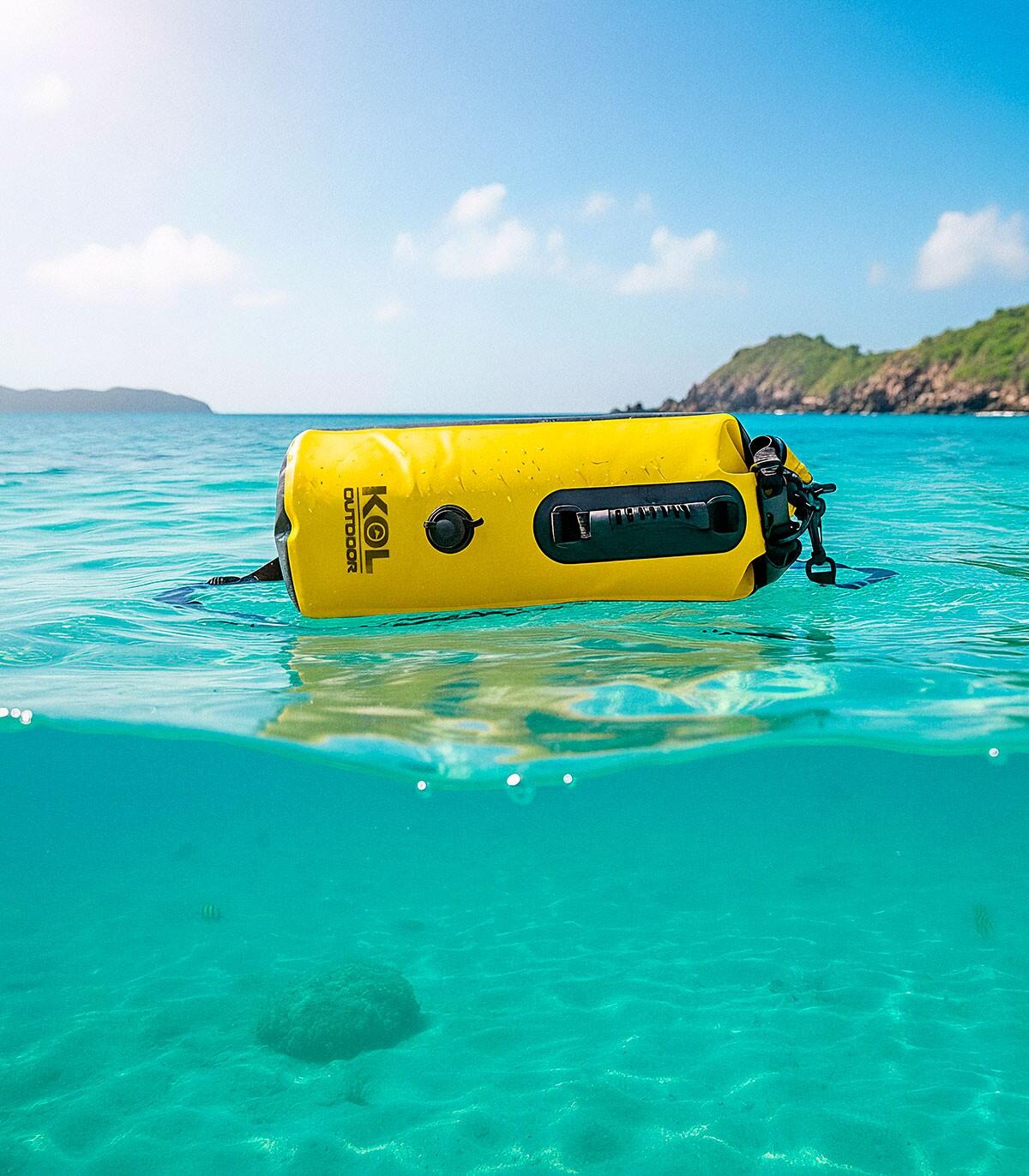 Waterdichte Tas Drybag Snorkelboei 30L Ventiel SUP Kajak Paddle - Geel 2/6