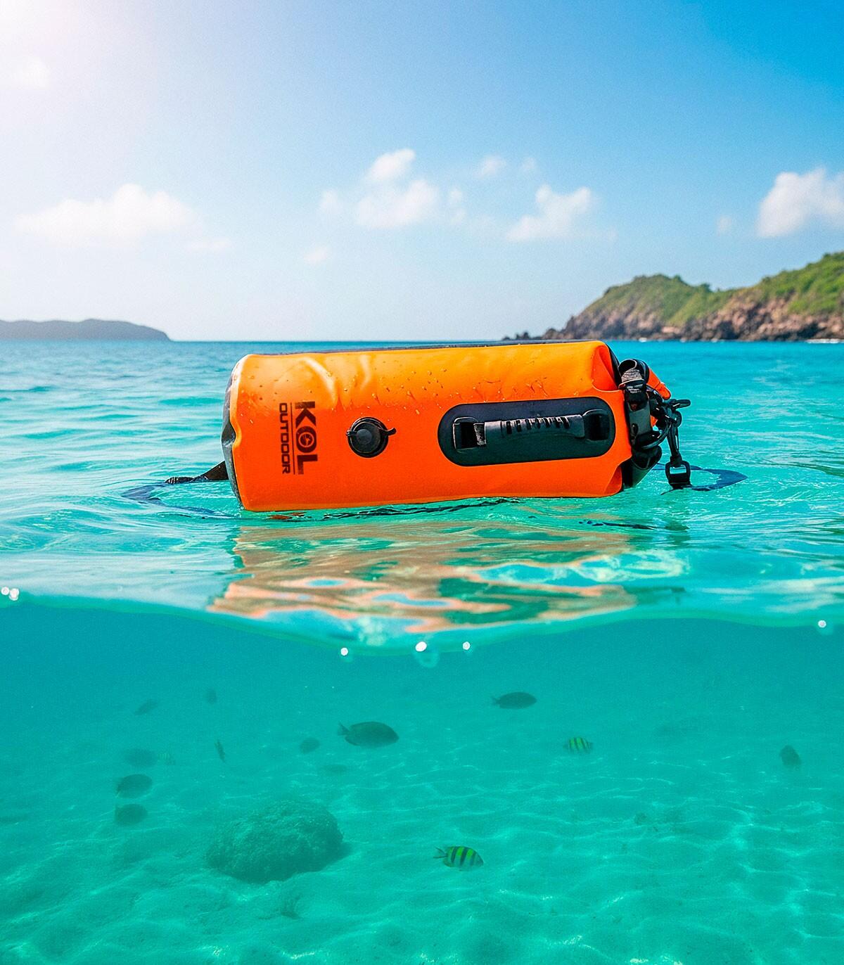Bolsa estanca y boya snorkel 30L con válvula de inflado 2/6