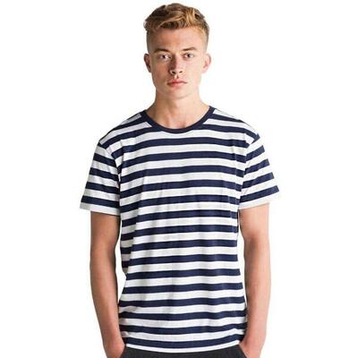 Heren heren gestreept tshirt (marine / wit)