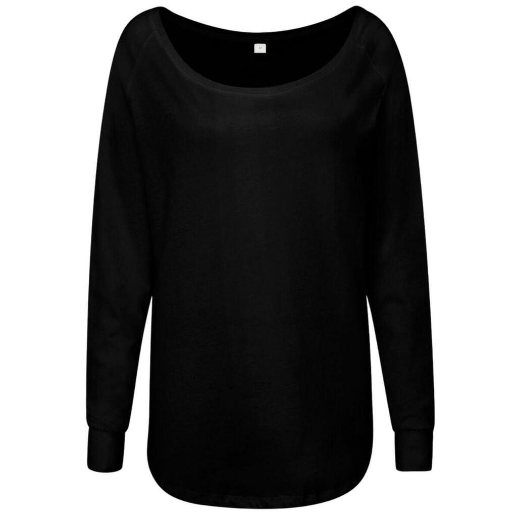Womens/Ladies Loose Fit LongSleeved TShirt (Black)