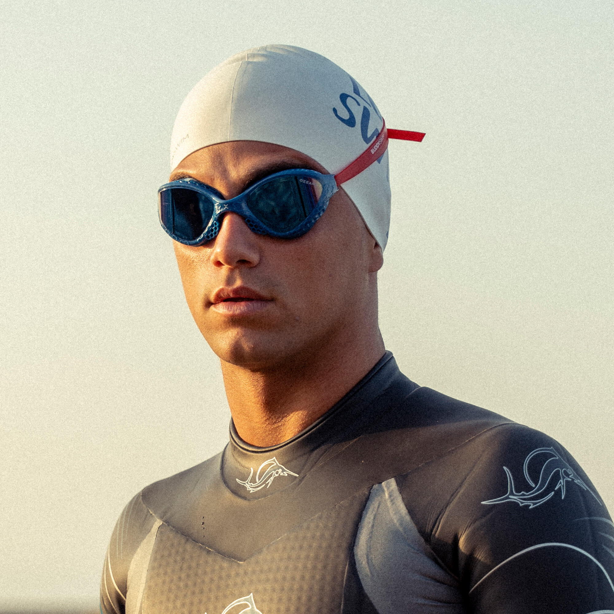 Occhialini da nuoto OzeanX per acque libere e triathlon Navy-Rosso/Blu Mirror 5/5