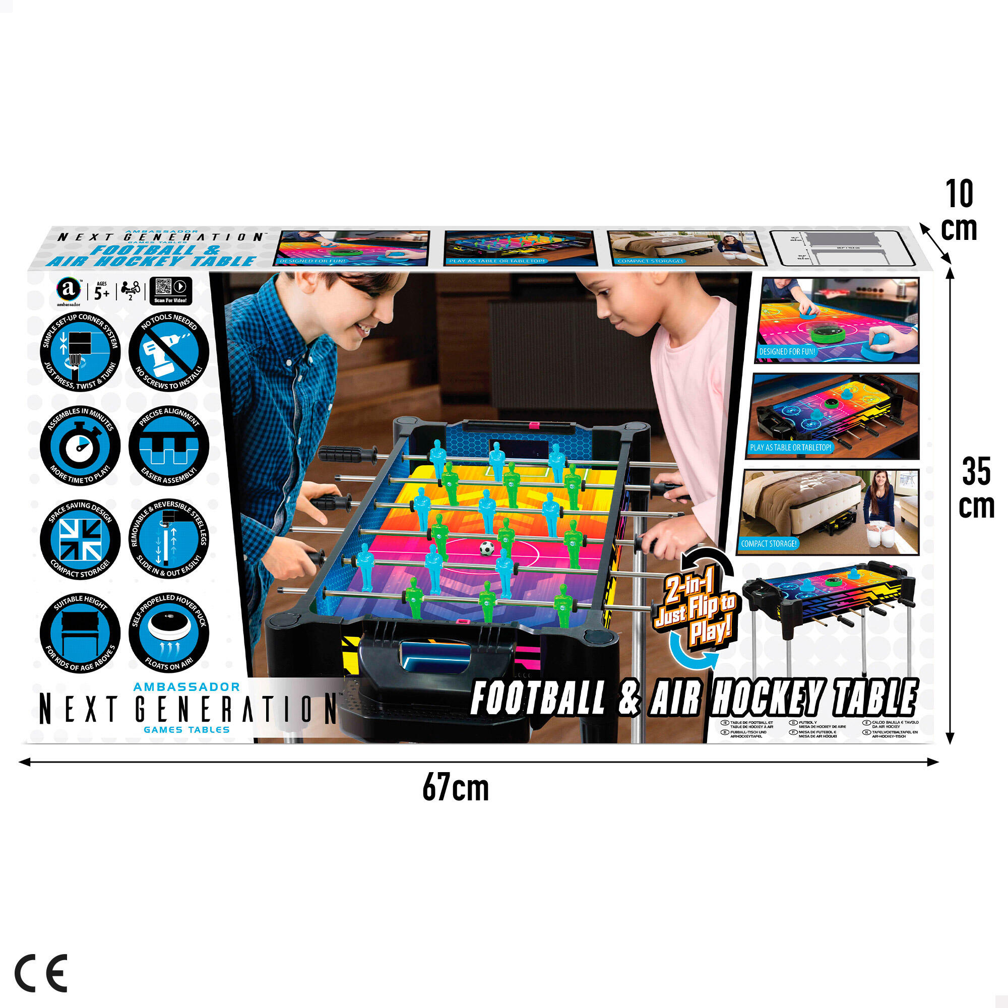 Table de air hockey et baby-foot néon 2 en 1 CB Games 7/7