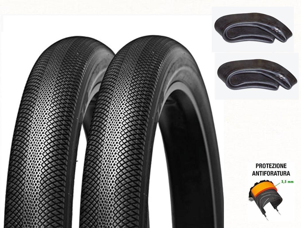 MADICKS Coppia Copertone + Camere D'Aria Fat Bike 20×4.0 Antiforatura Nero Stradale Bici
