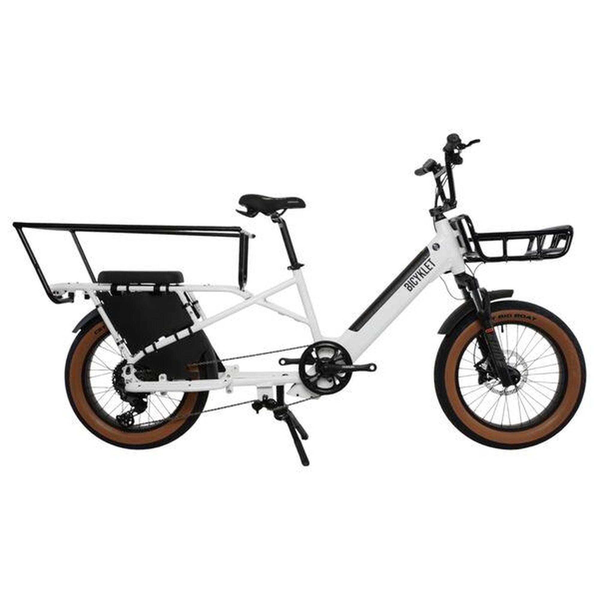 Bicyklet - Vélo Cargo Longtail Électrique Bicyklet Shimano Deore 10v 670 Wh 20'' Blanc - Vélo Ville - Blanc - Taille Unique - Decathlon