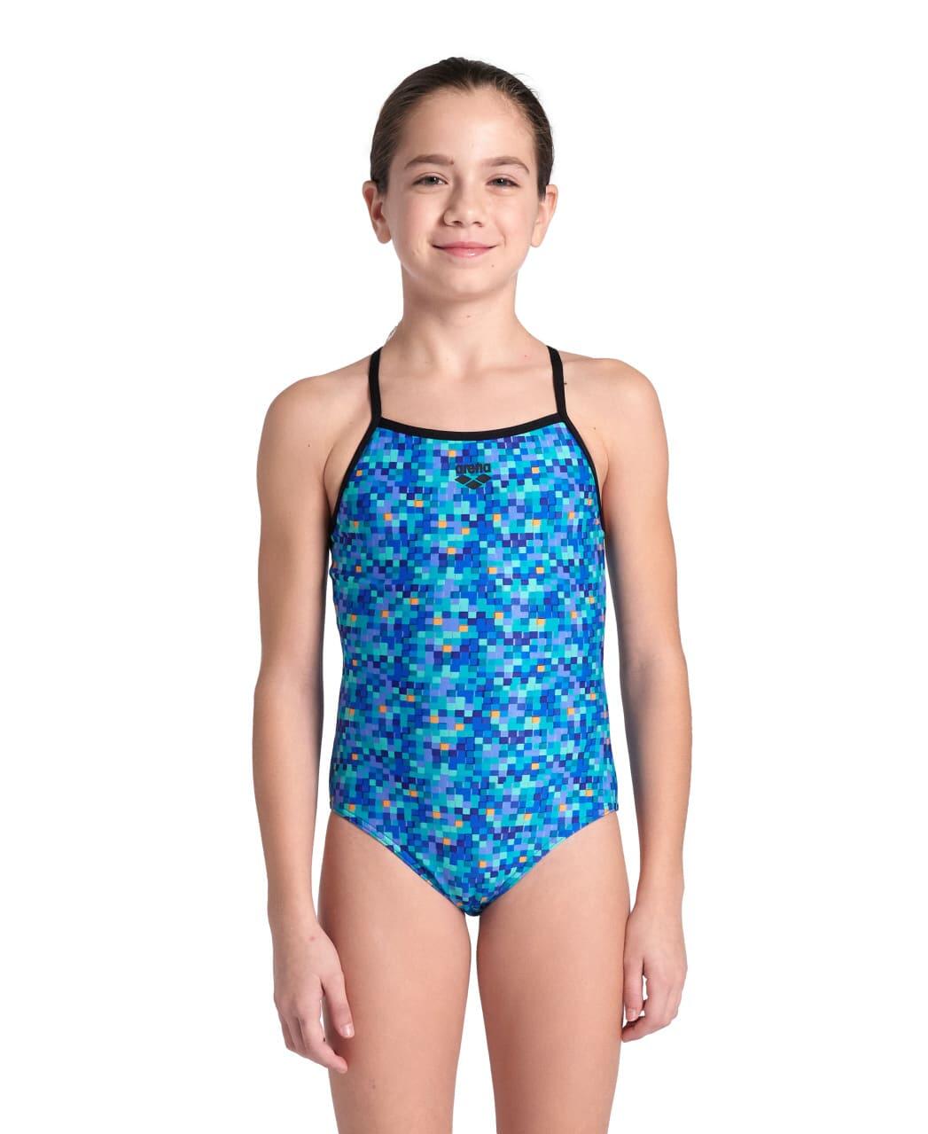 ARENA Costume Ragazze Arena Pooltiles Lightdrop Back Nero-Blu Multi