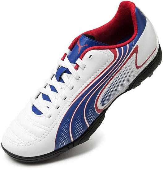 PUMA V6.11 Tarfy Kinder Fußballschuhe für Kunstrasen, Weiß Gr.36