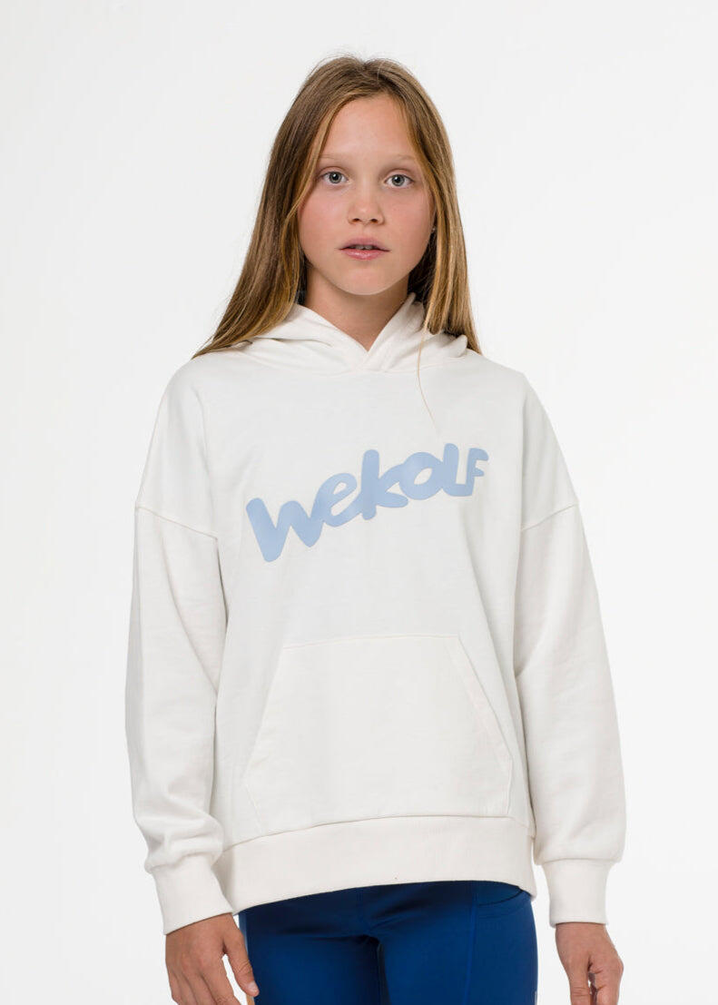 Witte unisex golfsweater met capuchon 3/5