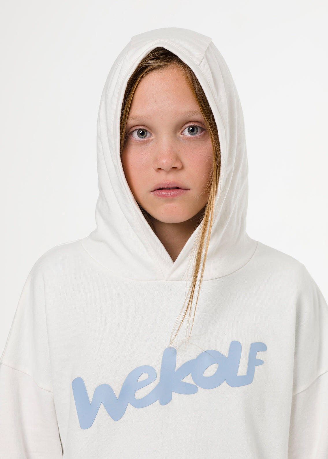Witte unisex golfsweater met capuchon 2/5