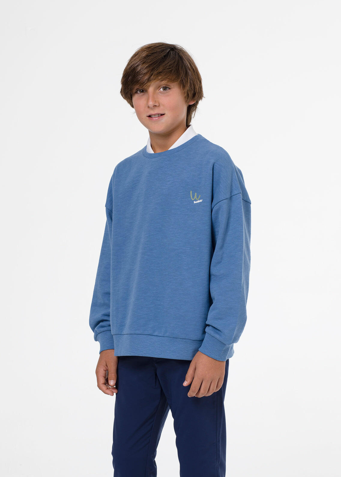 Blaues Unisex-Golf-Sweatshirt ohne Kapuze 2/5