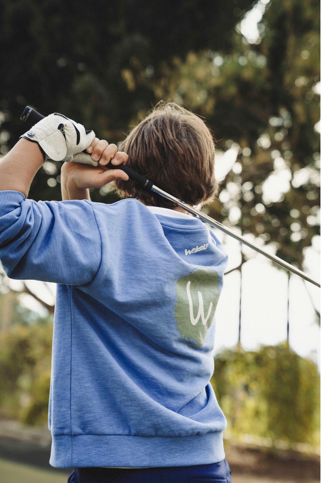 Blaues Unisex-Golf-Sweatshirt ohne Kapuze 5/5