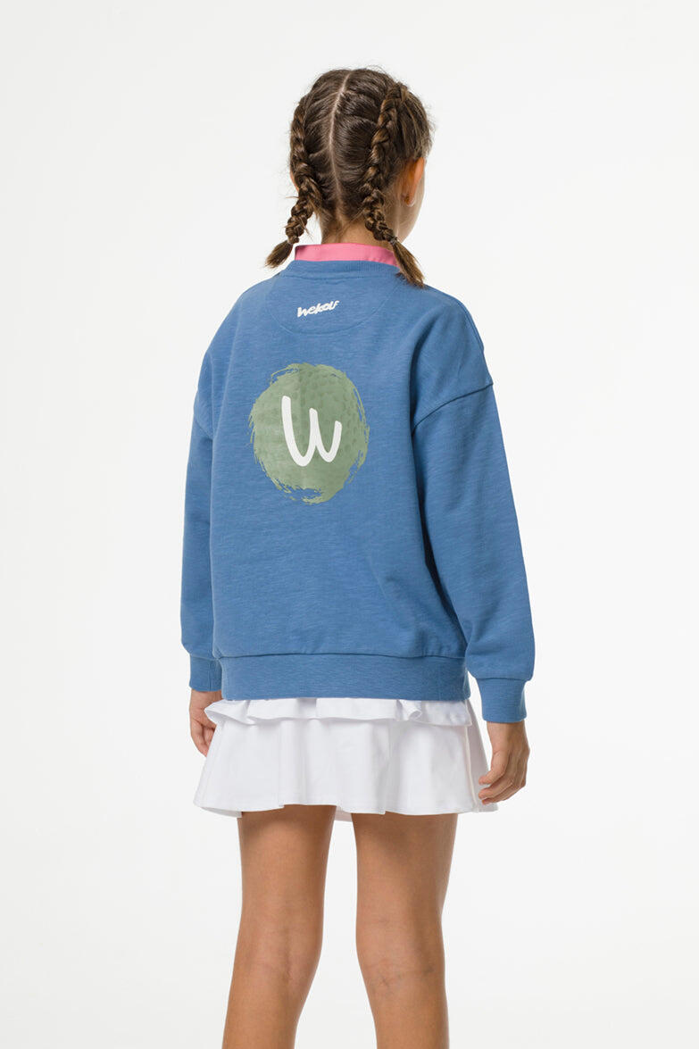 Blaues Unisex-Golf-Sweatshirt ohne Kapuze 4/5