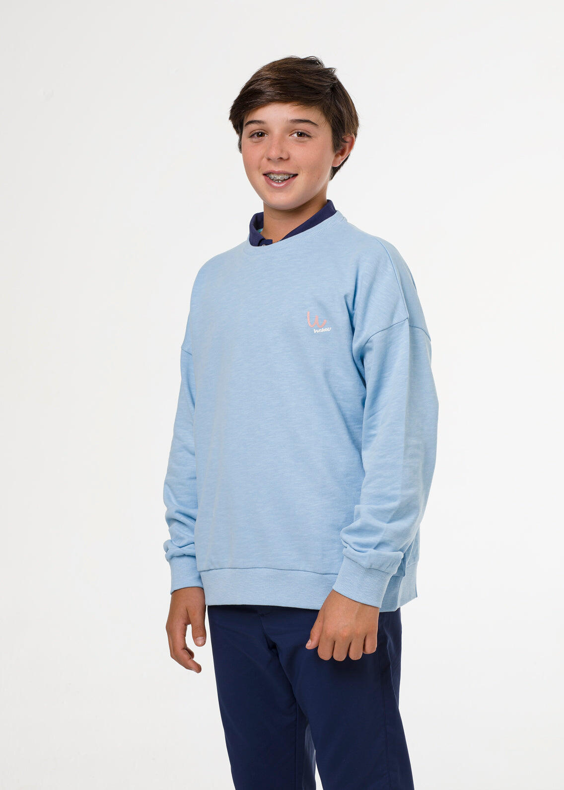 Moletom de golfe azul claro sem capuz unissex 2/5