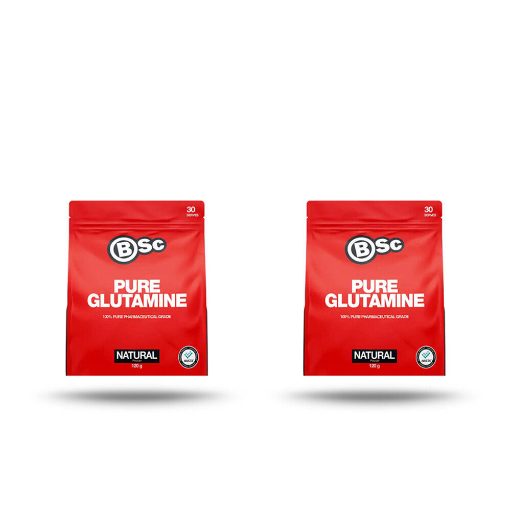 2PK BSc Pure Glutamine Powder Pharmaceutical Grade 30 Serves 120g Unflavoured
