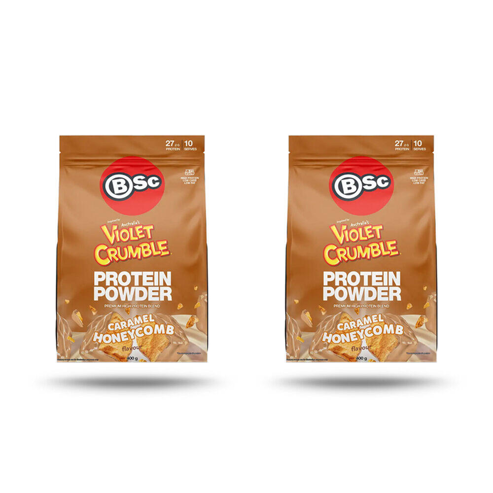 2PK BSc x Violet Crumble Protein Powder Post Workout 400g Caramel Honeycomb
