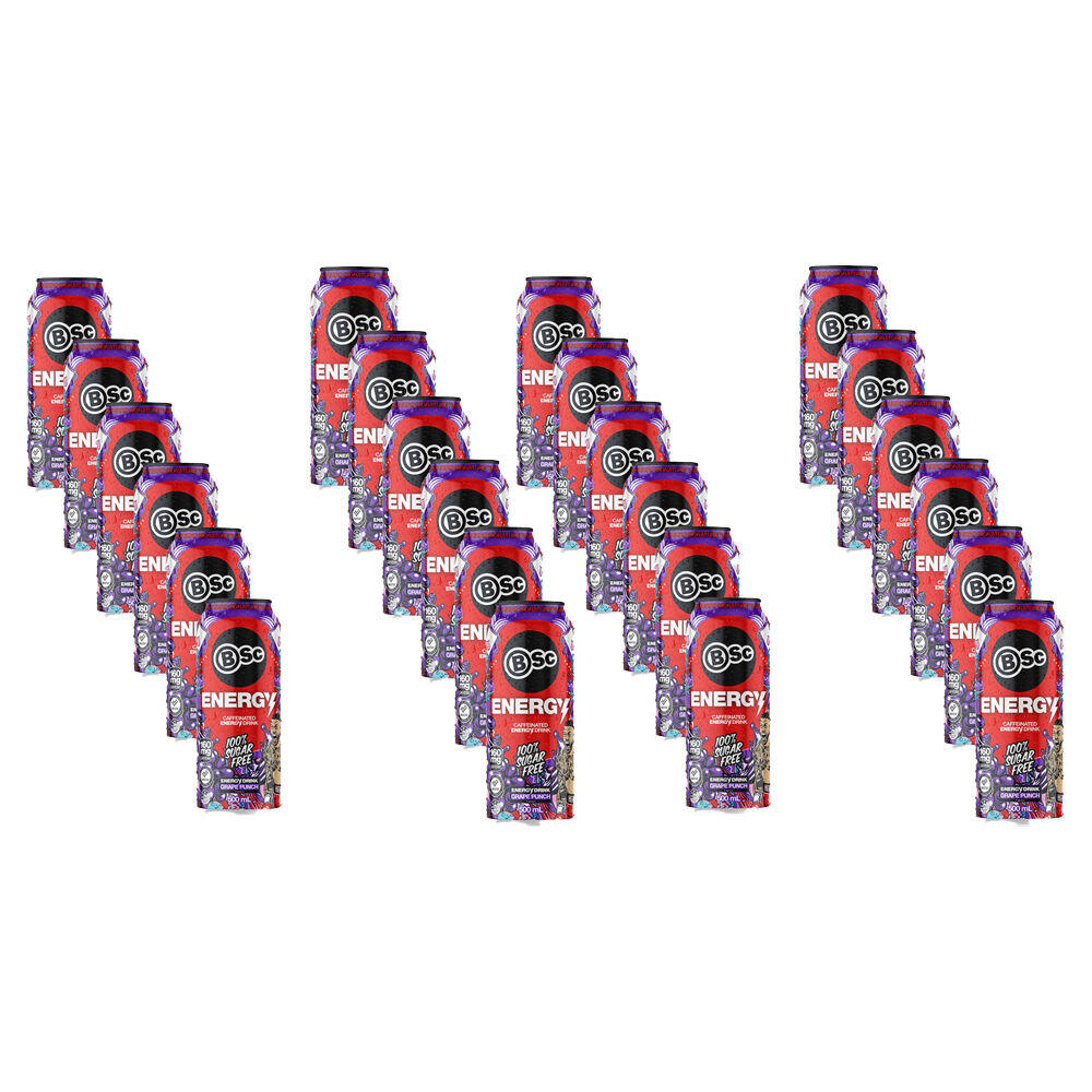 2x 12PK BSc Pre-Workout Energy Drink Can Sugar Free 500ml Grape Punch