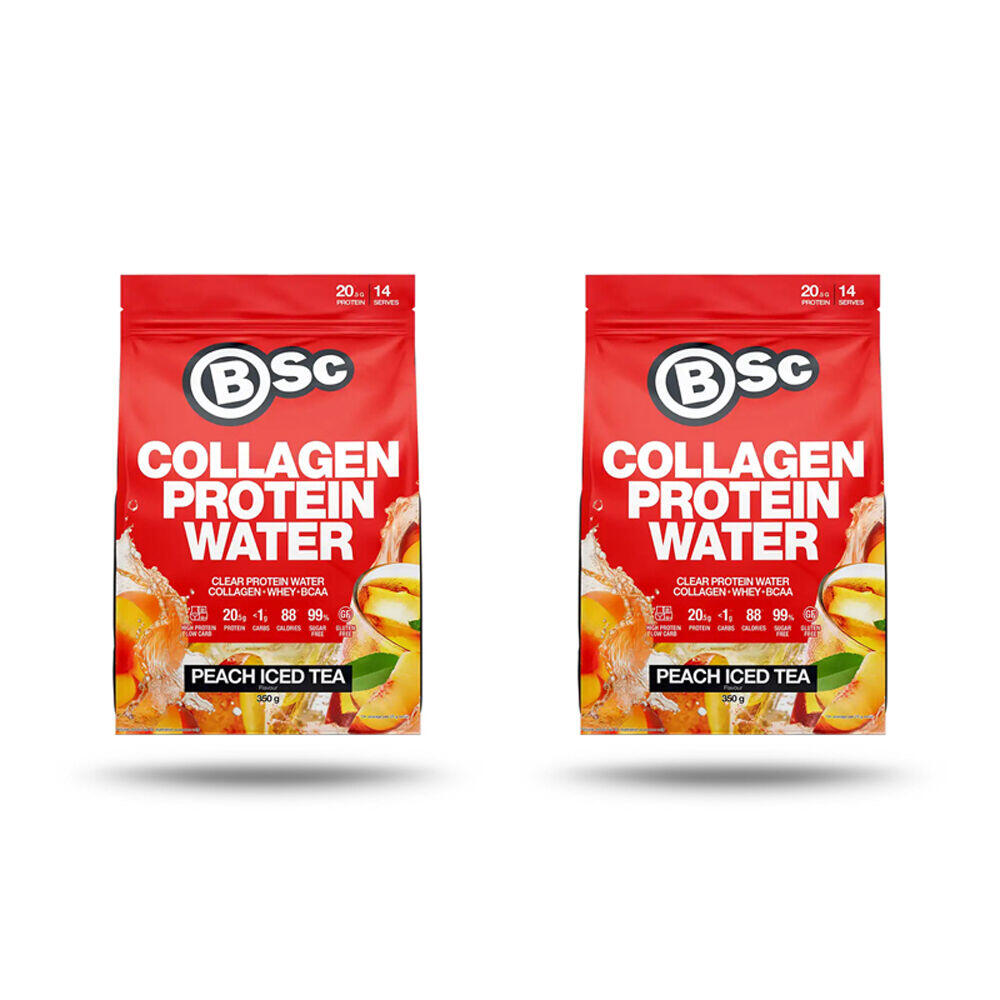 2PK BSc Collagen Protein Water Drink Mix Post Workout 350g Peach Iced Tea