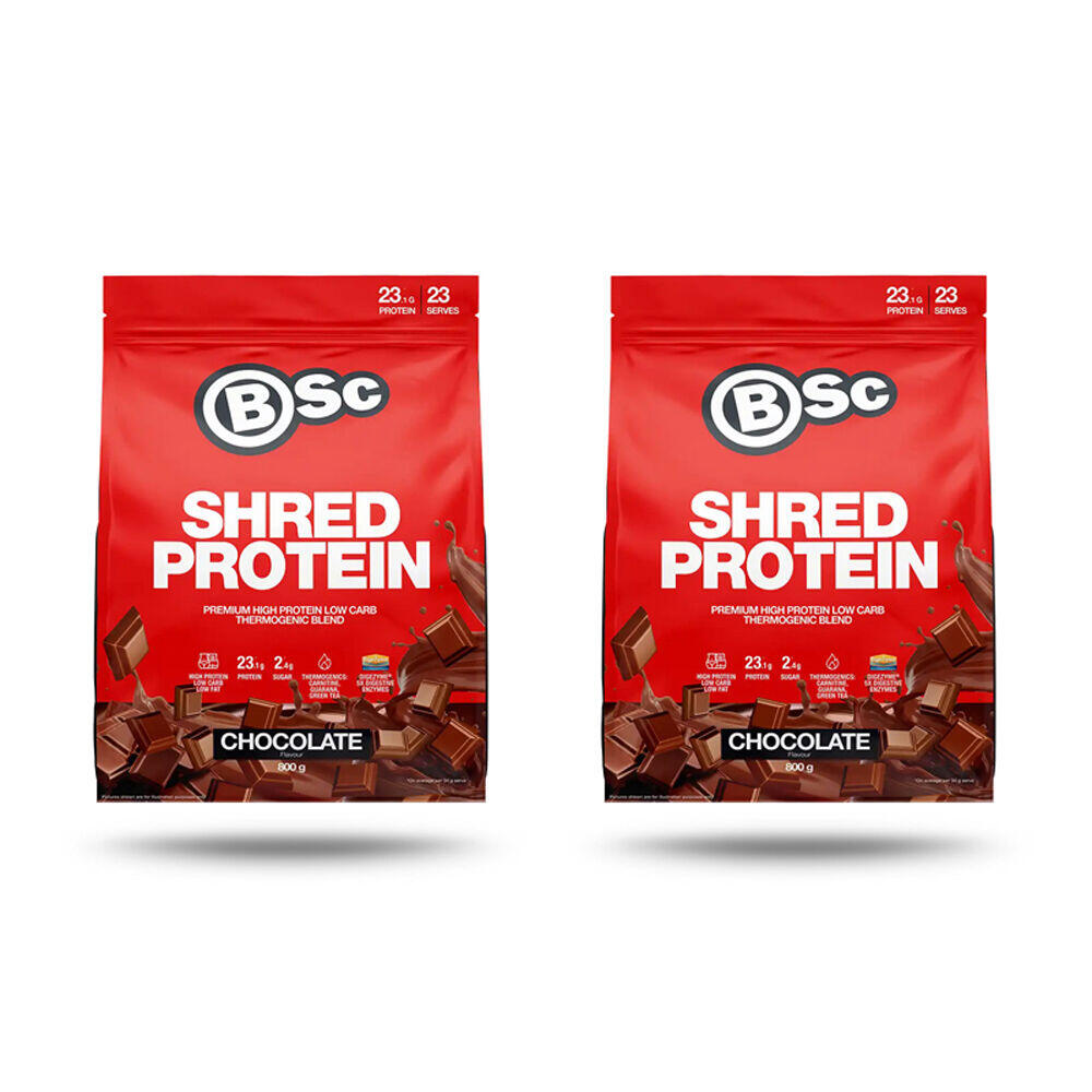 2PK BSc High Protein Shred Powder Post Workout 23 Serves 800g Chocolate