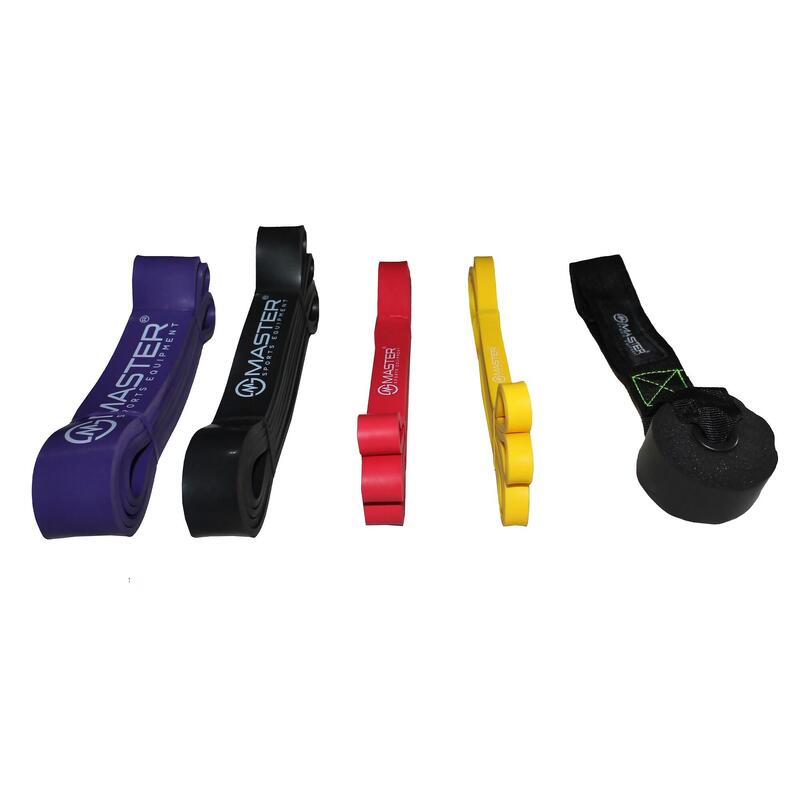 Sada 4 posilovacích gum MASTER Latex Power Band 2-55 kg