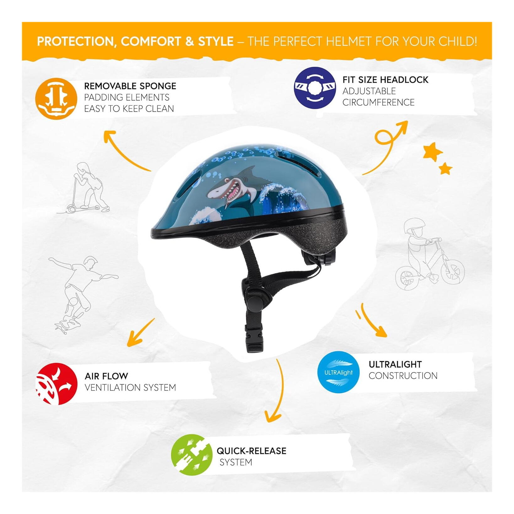 Casque Meteor pour Enfants KS06 - Protection Légère et Confortable 5/7